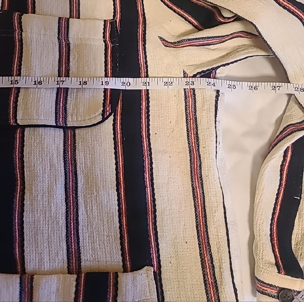 Zara Cream Jacket with Navy and Pink Stripes - Picture 4 of 8